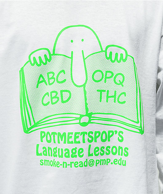 Pot Meets Pop Language Lesson White Long Sleeve T-Shirt