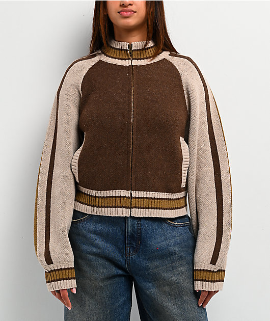 完売品★aLORS Blouson Gabi DarkBrown サイズ1 Pretty Garbage Adriana Brown Zip Sweater | Zumiez