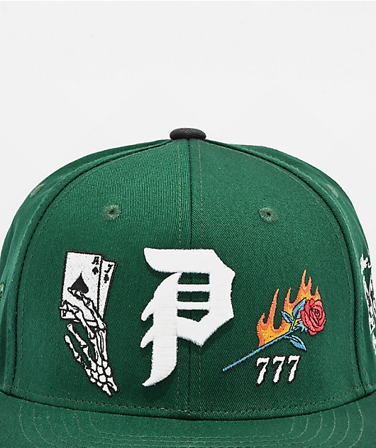 Primitive Blackjack Dark Green Snapback Hat