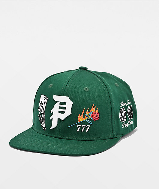 Primitive Blackjack Dark Green Snapback Hat