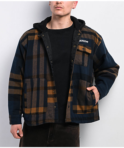 Primitive De Soto Brown & Blue Hooded Flannel Jacket