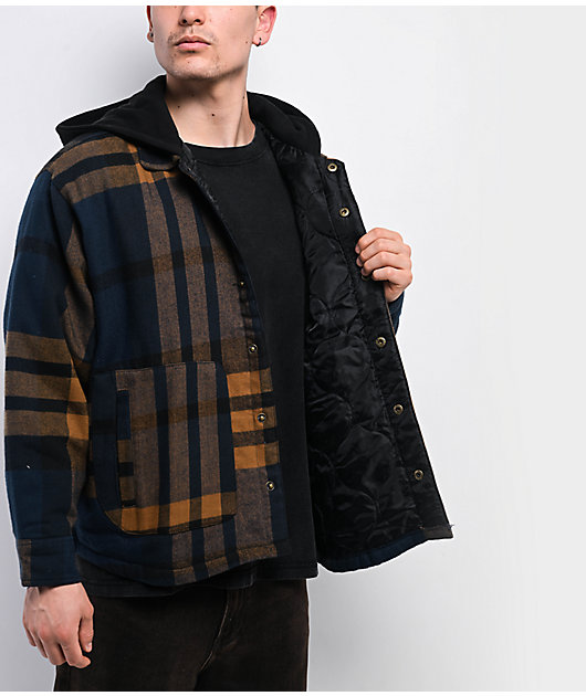 Primitive De Soto Brown & Blue Hooded Flannel Jacket | Zumiez