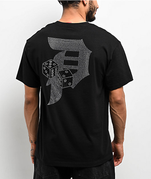 Primitive Dice Rhinestone Heavyweight Black T-Shirt | Zumiez