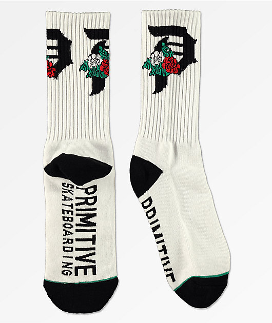 Primitive Dos Flores White Crew Socks