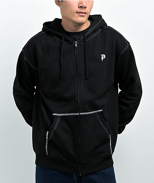 Primitive Dune II Black & White Contrast Stitch Zip Hoodie