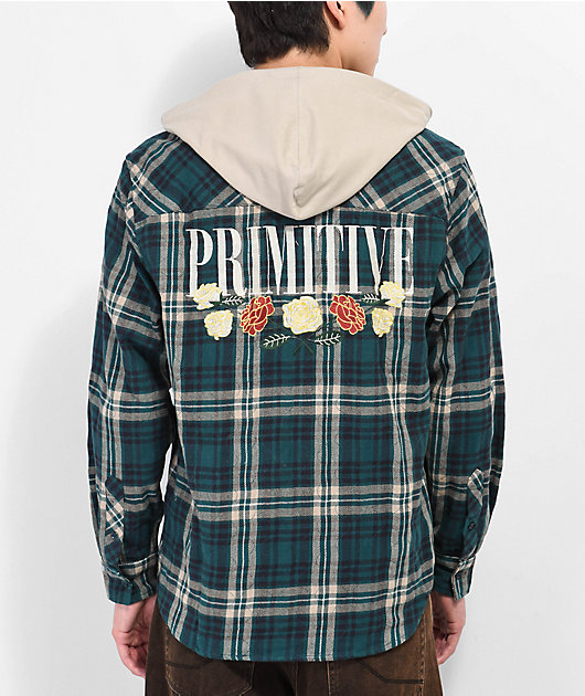 Neon Green Plaid Flannel Hoodie