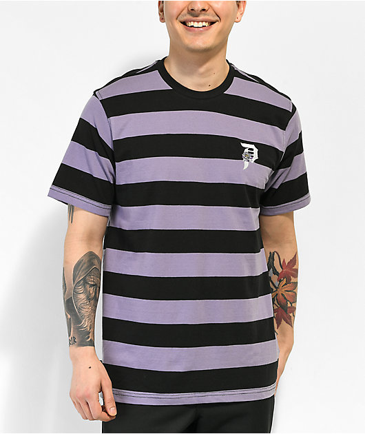 Primitive Lotus Black & Purple Stripe T-Shirt
