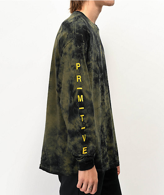 Primitive Moods Green & Black Tie Dye Long Sleeve T-Shirt