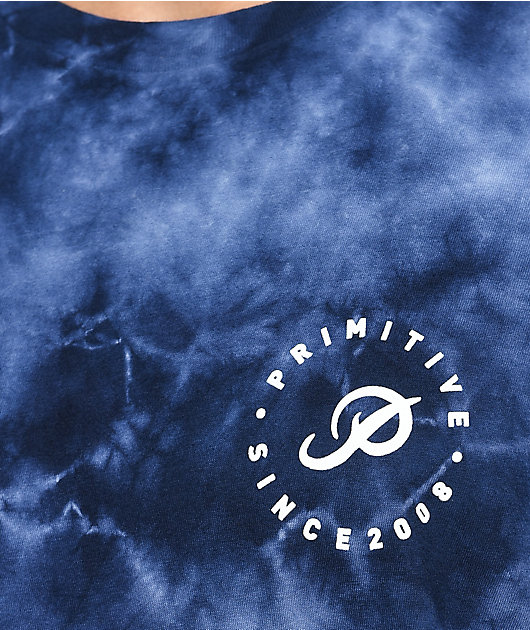 Primitive Orbit camiseta en azul marino con efecto tie dye
