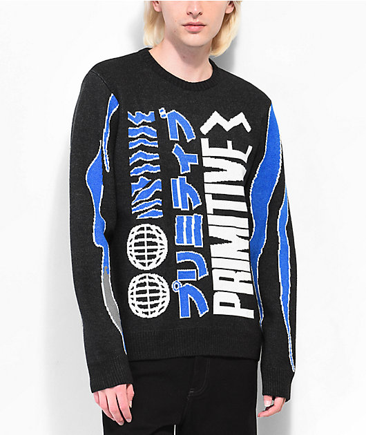 Primitive Peak Black & Blue Knit Sweater