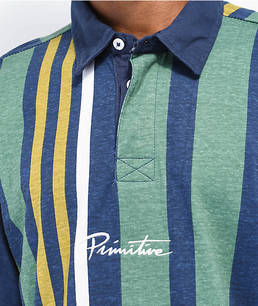 Primitive Sammy Long Sleeve Blue & Green Rugby Shirt