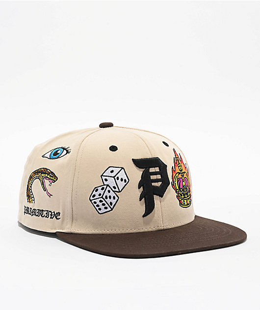 Primitive Signs Cream & Brown Snapback Hat