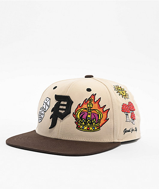 Primitive Signs Cream & Brown Snapback Hat | Zumiez