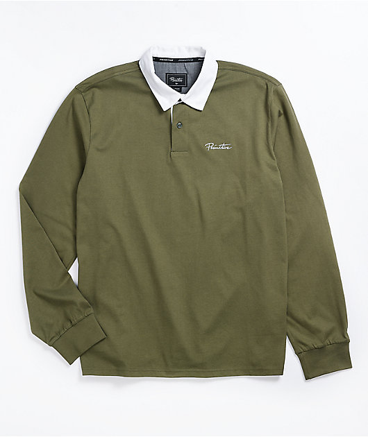 brown polo shirt long sleeve