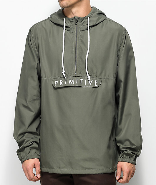 olive green anorak jacket men's
