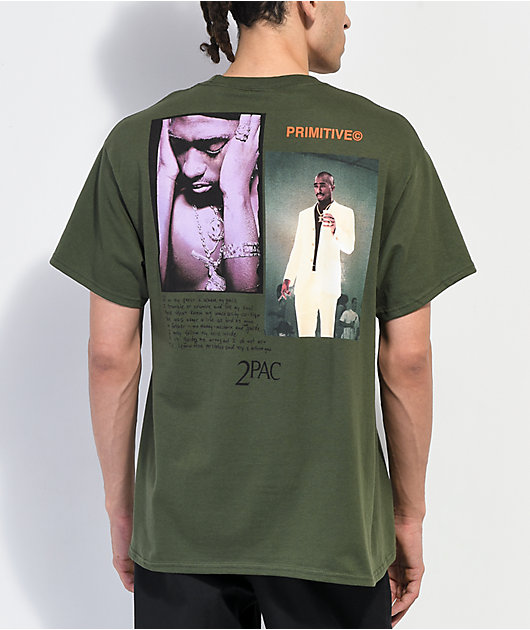 Primitive x 2Pac Voice Army Green T Shirt Zumiez