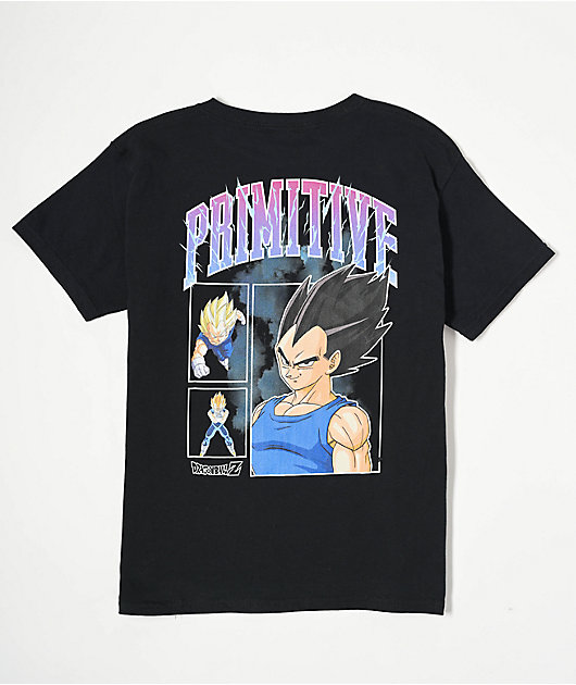 Primitive x Dragon Ball Z Kids Vegeta Levels Black T-Shirt Zumiez