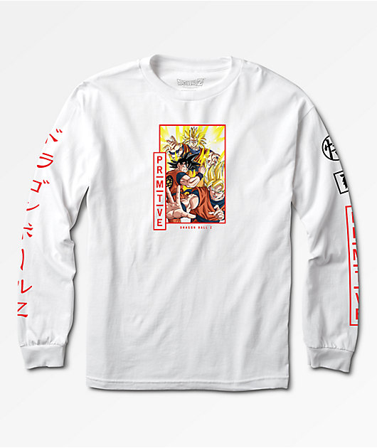 Primitive X Dragon Ball Z Super Saiyan Goku White Long Sleeve T Shirt Zumiez
