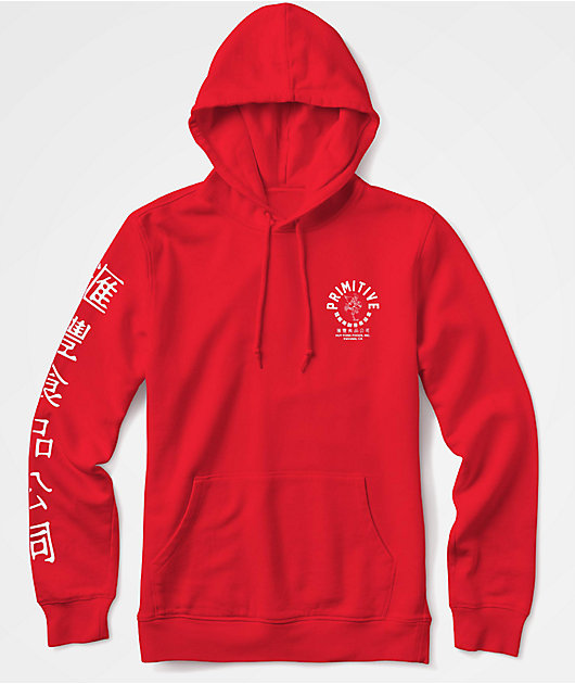 primitive x huy fong boys red hoodie