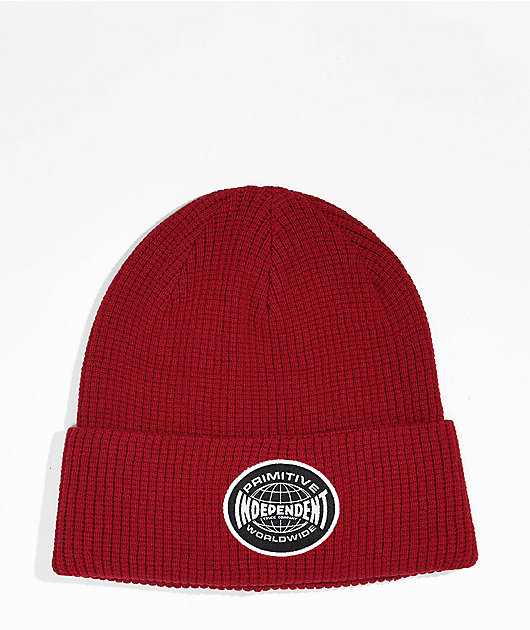 Primitive x Independent Global Red Waffle Beanie 
