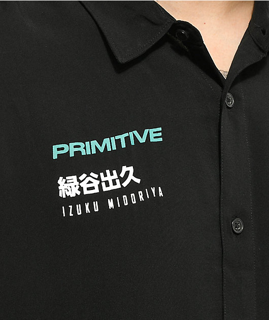 Primitive x My Hero Academia Izuku Black Short Sleeve Button Up Shirt 