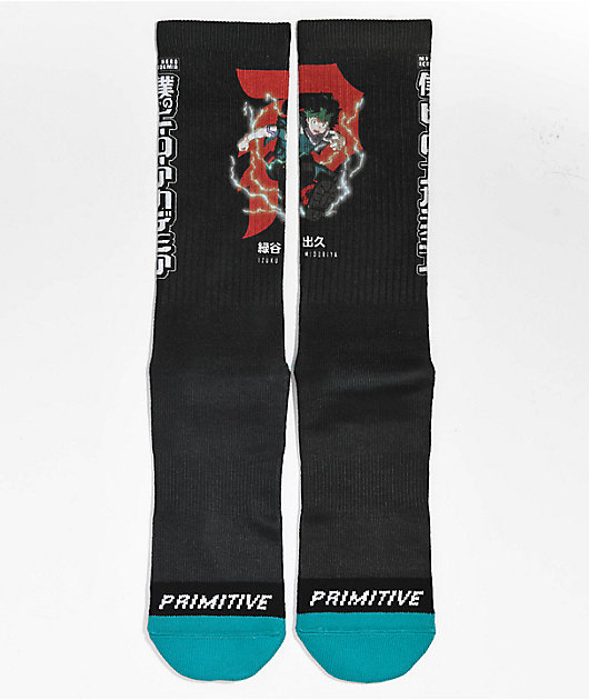 Primitive x My Hero Academia Izuku Midoriya Black Crew Socks