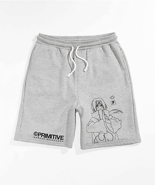 Primitive x Naruto Itachi Grey Pantalones cortos de chándal