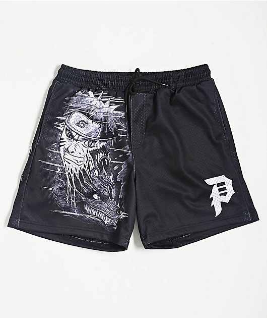 Primitive x Naruto Shippuden Beast Black Mesh Shorts | Zumiez
