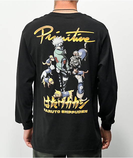 Primitive x Naruto Shippuden Kakashi Dogs Squad Black Long Sleeve T-Shirt