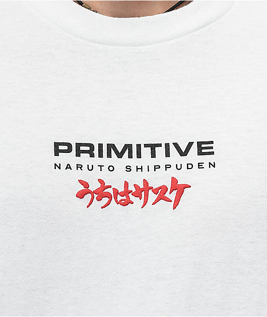 Primitive x Naruto Shippuden Sasuke Blade Camiseta blanca