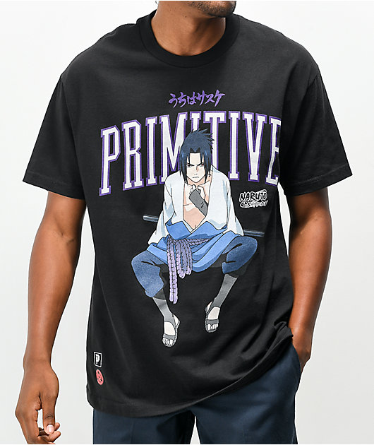 Primitive x Naruto Shippuden Sasuke Curse Mark Black T-Shirt