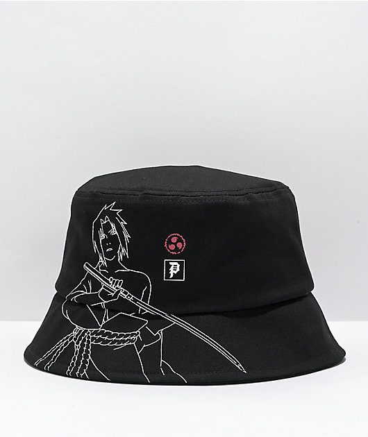 Primitive x Naruto Shippuden Sasuke Strike Black Bucket Hat