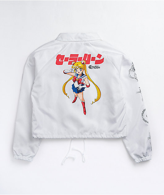 Primitive x Sailor Moon Serena White Crop Coaches Jacket