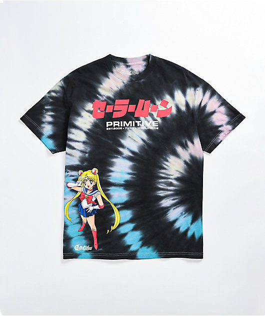 Primitive x Sailor Moon Spiral Tie Dye Black T-Shirt
