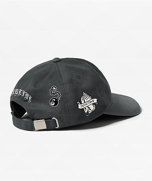 Primitive x Sublime Backstage Black Wash Strapback Hat | Zumiez