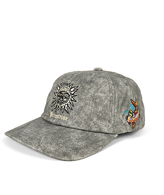 Primitive x Sublime Backstage Grey Wash Strapback Hat | Zumiez