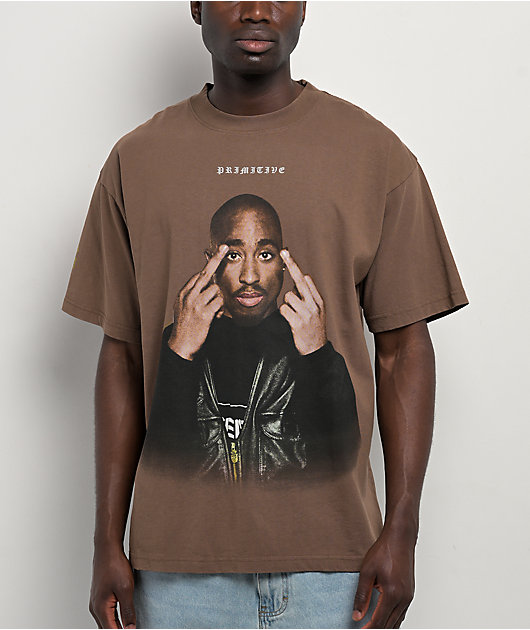 Primitive x Tupac Icon Brown Heavyweight T-Shirt | Zumiez