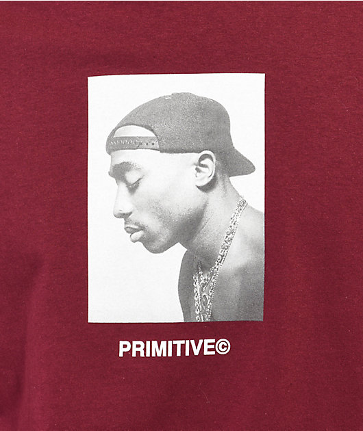 Primitive x Tupac No Changes Maroon T-Shirt