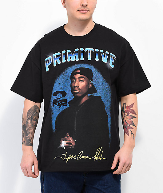espina polvo Pero Primitive x Tupac Shine Camiseta Negra