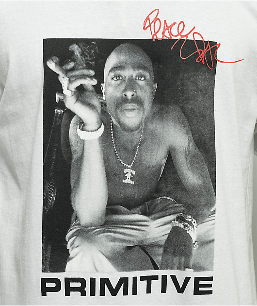 Primitive x Tupac Smoke camiseta blanca
