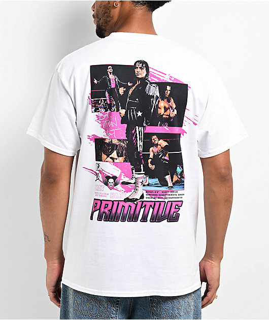 【DEHEVE】PUNCHING LINE T-SHIRT Primitive x WWE Hitman White T-Shirt | Zumiez