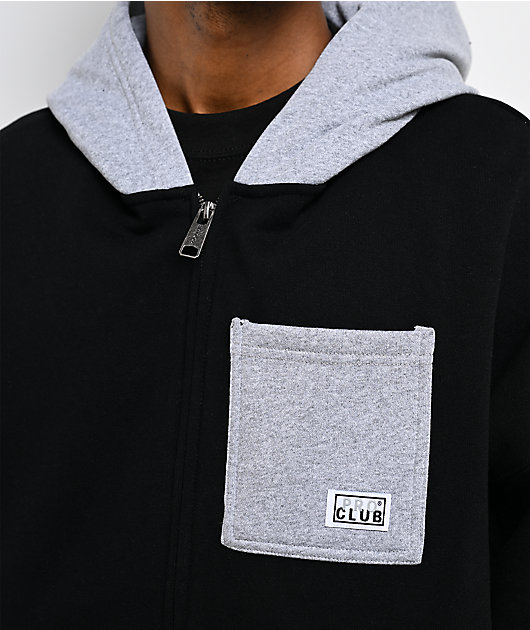 Pro Club Color Block Black & Grey Heavyweight Zip Hoodie
