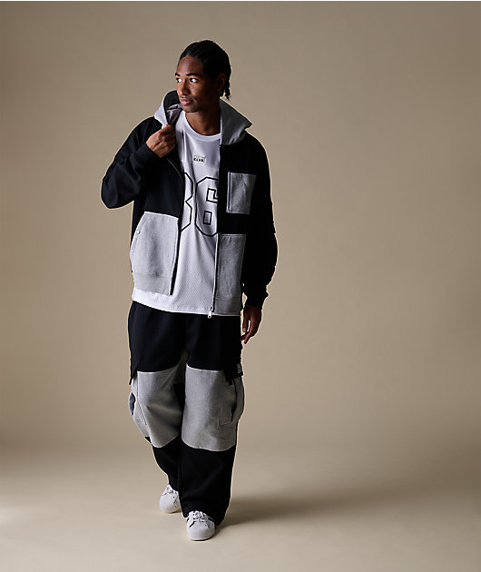 Pro Club Color Block Black & Grey Heavyweight Zip Hoodie