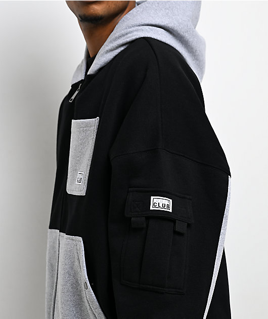 Pro Club Color Block Black & Grey Heavyweight Zip Hoodie