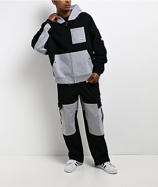 Pro Club Color Block Black & Grey Heavyweight Zip Hoodie