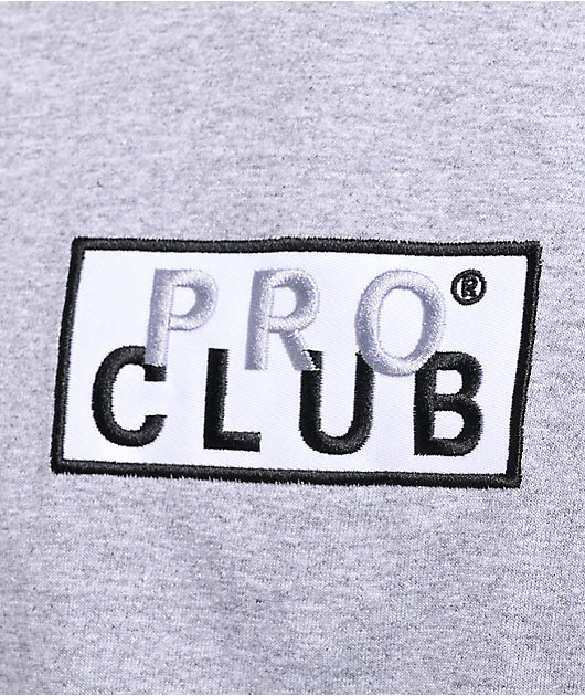 Pro Club Embroidered Box Logo Grey T-Shirt