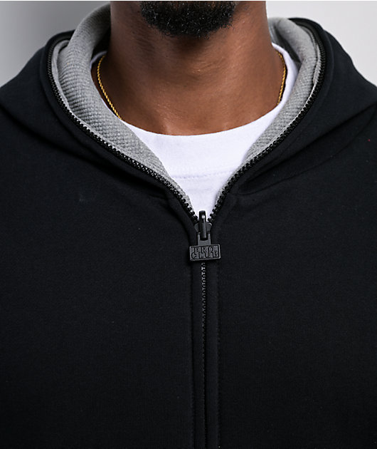 Pro Club Heavyweight Reversible Thermal Grey & Black Zip Hoodie