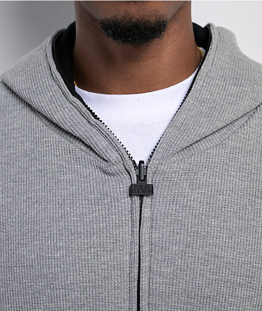 Pro Club Heavyweight Reversible Thermal Grey & Black Zip Hoodie