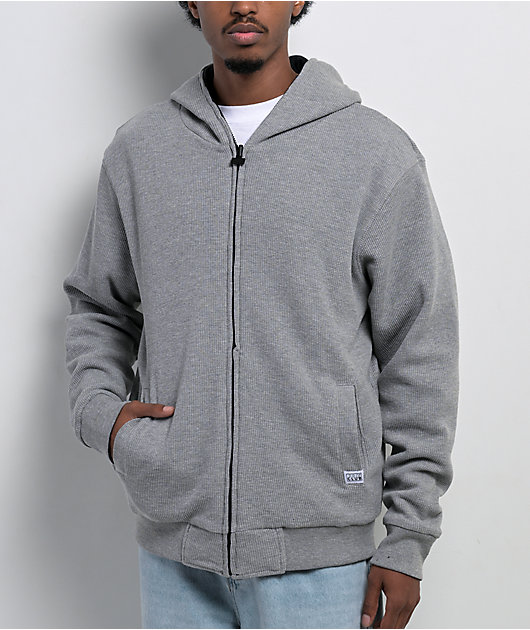 Pro Club Heavyweight Reversible Thermal Grey & Black Zip Hoodie