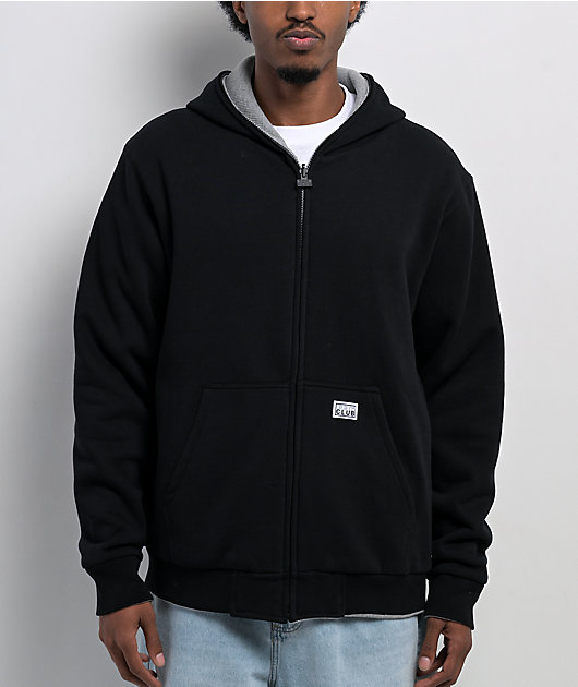 Pro Club Heavyweight Reversible Thermal Grey & Black Zip Hoodie